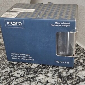 NOS Krosno Stemless Glasses for Water‎ Juice Beverages | Set 6 | 230 ml